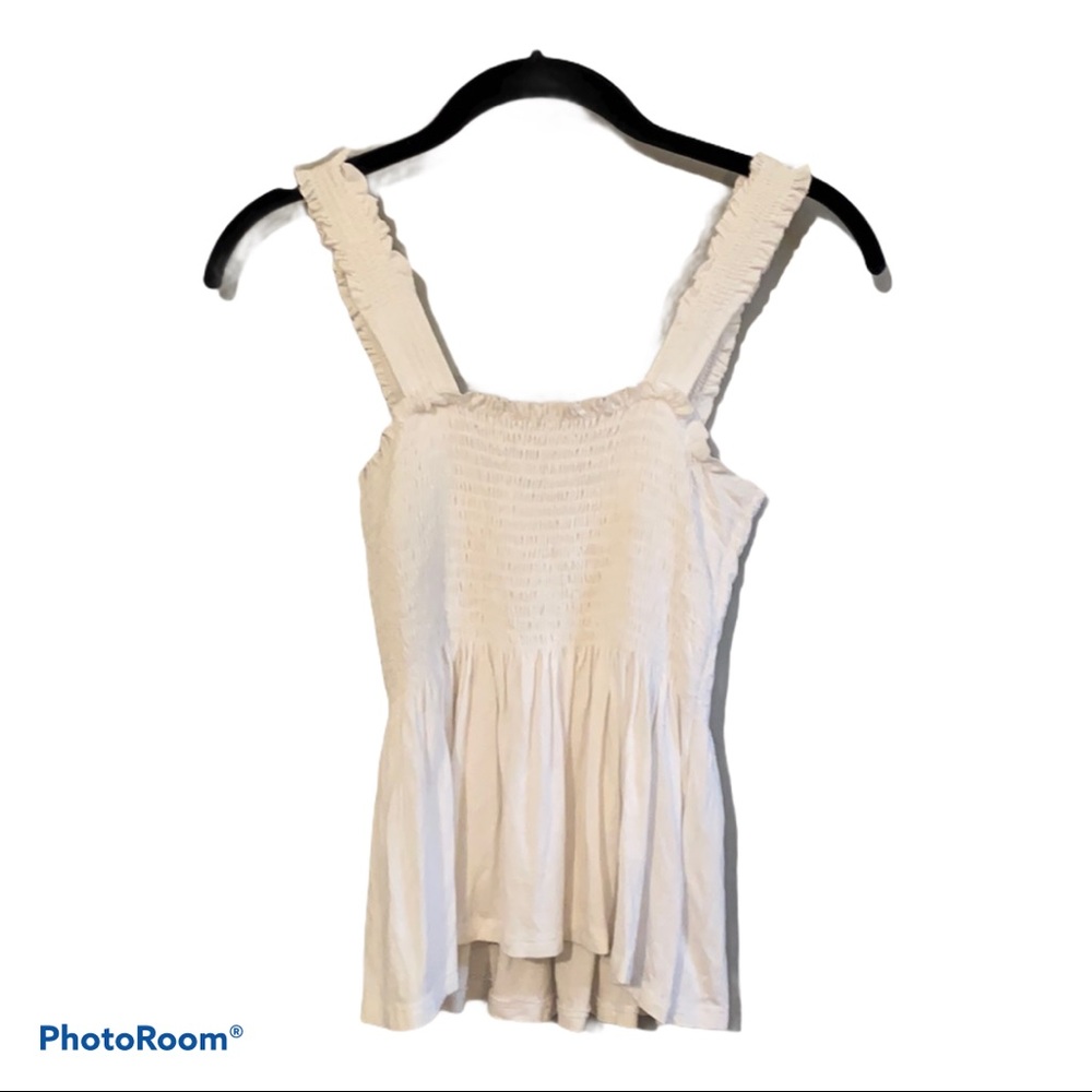 Fab Rik White Stretch Flowy Crop Ruched Tank